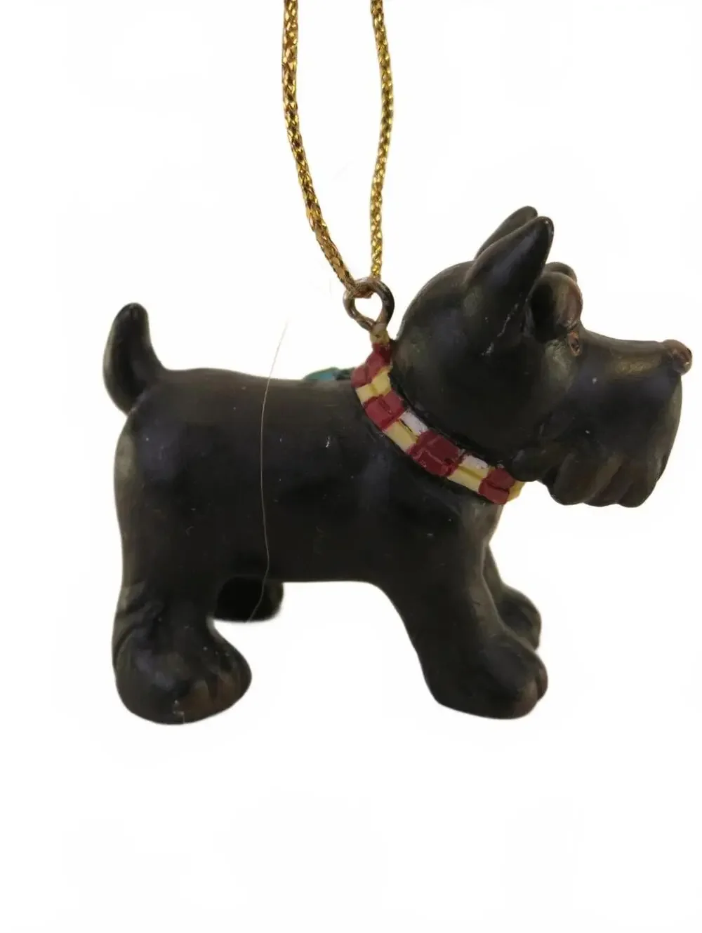 Black Scottie Dog Christmas Ornament with Holly Collar 1.75